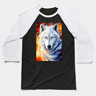 Stunning White Wolf Painting Baseball T-Shirt